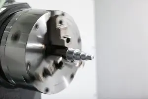 CNC machine spindle rotating and in motion