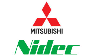 Mitsubishi & Nidec logos